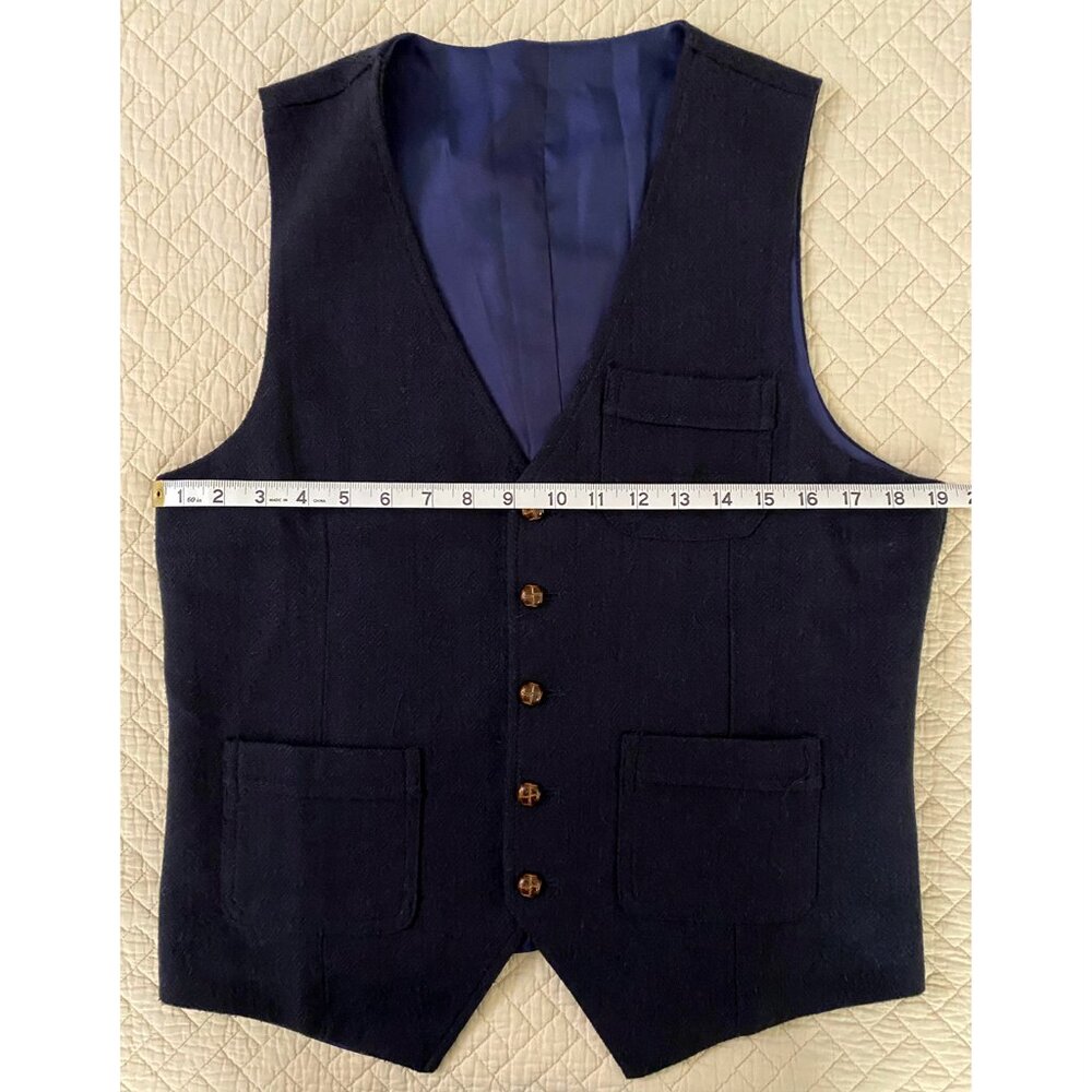 Navy Blue Wool Vest, Size M